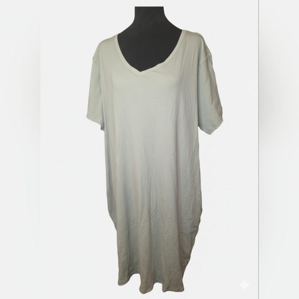 Ribbed V-Neck Tunic dress– Plus Size‎ 3x